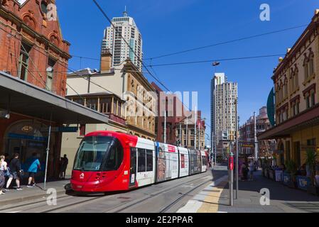 Sydney Light Rail auf der Hay Street im Haymarket Sydney Australien Stockfoto