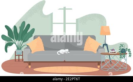 Modernes Wohnzimmer 2D Vektor Web Banner, Poster Stock Vektor