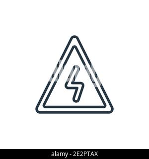 Symbol für den Hochspannungskonturenvektor. Dünne Linie schwarzes Hochspannungssymbol, flacher Vektor Einfache Elementdarstellung aus editierbarem Konstruktionskonzept Isolat Stock Vektor