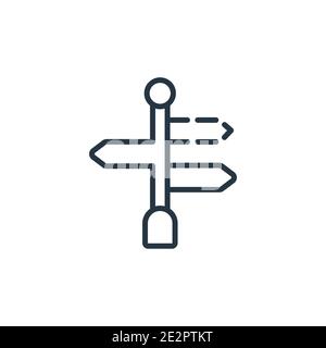 Wegweiser Umriss Vektor-Symbol. Dünne Linie schwarz Wegweiser Symbol, flache Vektor einfache Element Illustration aus editierbaren Wüste Konzept isoliert Strich auf w Stock Vektor