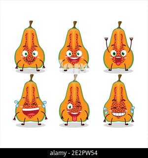 Cartoon-Charakter der Scheibe Papaya mit Lächeln Ausdruck. Vektorgrafik Stock Vektor