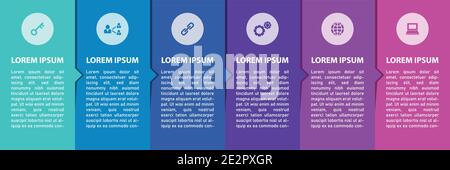 Vektor Infografik Design mit Symbolen und 6 Optionen oder Schritte. Infografiken für das Geschäftskonzept. Kann für Präsentationen Banner, Workflow-Layout verwendet werden Stock Vektor