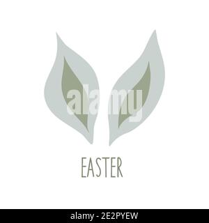 Hasenohren und Inschrift Ostern. Bunte Cartoon Vektor Illustration isoliert. Frohe Ostern Tier Karte Stock Vektor