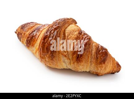 Ein Croissant auf einem weißen Hintergrund Stockfoto