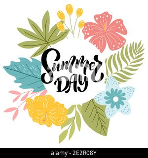 Ferienkarte mit Aufschrift - Sommertag Stock Vektor