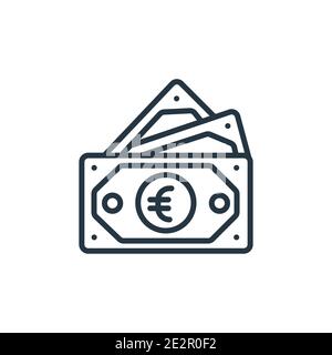 Vektorsymbol für Euro-Rechnungen. Dünne Linie schwarz Euro-Rechnungen Symbol, flache Vektor einfache Element Illustration aus editierbaren Geschäftskonzept isoliert auf wh Stock Vektor