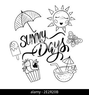 Schriftzug Komposition - sonnige Tage Stock Vektor