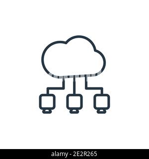 Vektorsymbol für den Umriss des Cloud-Netzwerks. Dünne Linie schwarz Cloud-Netzwerk-Symbol, flache Vektor einfache Element Illustration aus editierbaren Computer-Konzept isoliert Stock Vektor