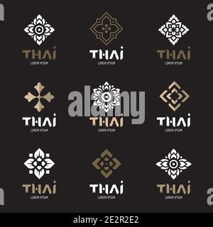 Thai Konzept Logo Design Vektor-Set. Stock Vektor