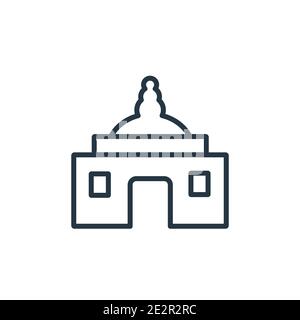 Gurdwara Umriss Vektor-Symbol. Dünne Linie schwarz gurdwara Symbol, flache Vektor einfache Element Illustration von editierbaren Gebäuden Konzept isolierte Schlaganfall o Stock Vektor