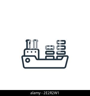 Schiff durch Meer Umriss Vektor-Symbol. Dünne Linie schwarzes Schiff von See Symbol, flache Vektor einfache Element Illustration von editierbaren Lieferung und Logistik concep Stock Vektor