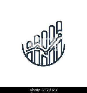 Grafik der Balken mit dem Vektorsymbol für die Vergrößerung des Bestands. Dünne Linie schwarz wachsenden Aktien Grafik der Balken Symbol, flache Vektor einfache Element Illustration Stock Vektor