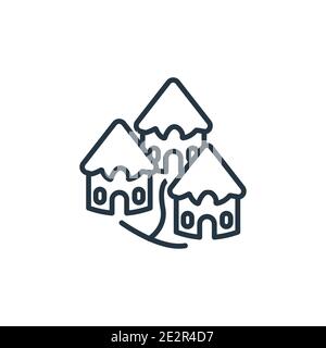 Indianer Dorf Umriss Vektor-Symbol. Dünne Linie schwarz indian Dorf Symbol, flache Vektor einfache Element Illustration aus editierbaren Kultur Konzept zu isolieren Stock Vektor
