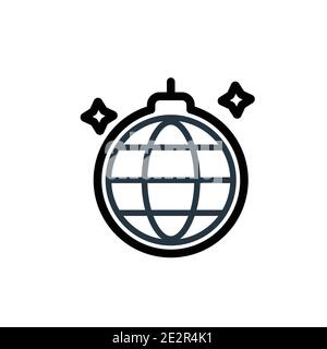 Vektorsymbol für Diskokugel. Dünne Linie schwarz Disco Ball Symbol, flache Vektor einfache Element Illustration von editierbaren Geburtstag und Party-Konzept isol Stock Vektor