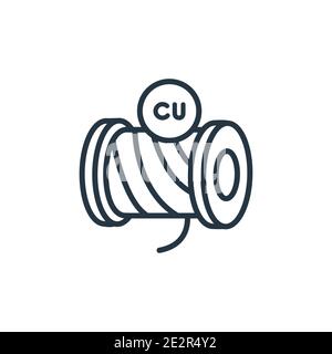 Symbol für Kupferumrissvektor. Dünne Linie schwarzes Kupfer Symbol, flache Vektor einfache Element Illustration aus editierbarer Konstruktion und Werkzeuge Konzept isoliert Stock Vektor