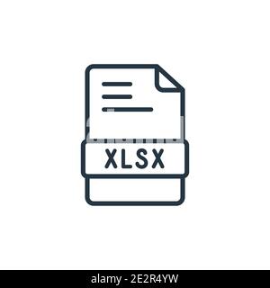 XLSX-Vektorsymbol. Dünne Linie schwarz xlsx Symbol, flache Vektor einfache Element Illustration aus editierbaren Big Data Konzept isoliert auf weißem Hintergrund Stock Vektor