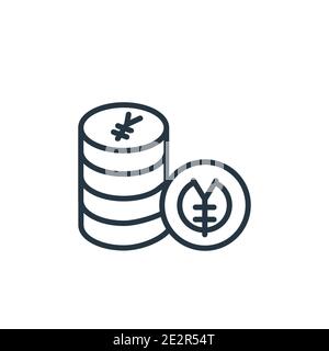Yens Münzen Stapel Umriss Vektor-Symbol. Dünne Linie schwarz Yens Münzen Stapel Symbol, flache Vektor einfache Element Illustration von editierbaren Commerce-Konzept ist Stock Vektor
