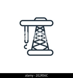 Derrick zeigt das Vektorsymbol für die Kontur nach rechts. Dünne Linie schwarz derrick nach rechts Symbol, flache Vektor einfache Element Illustration von editierbaren constructio Stock Vektor