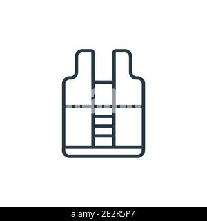 Kugelsichere Weste Umriss Vektor-Symbol. Dünne Linie schwarz kugelsichere Weste Symbol, flache Vektor einfache Element Illustration aus editierbaren Armee Konzept Isolat Stock Vektor