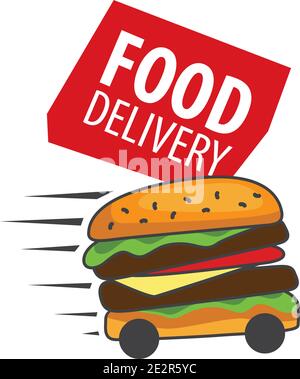 Vektor-Logo der Lebensmittelzustellung, Kurierlieferung Stock Vektor