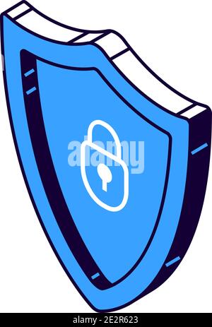 Schild isometrisches Symbol isolierte Vektordarstellung, Schutz- und Sicherheitssymbol Stock Vektor
