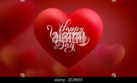 3d Vektor Herz mit Happy Valentines Day Schriftzug. Vektorgrafik. Liebe Herz Hintergrund. Stock Vektor