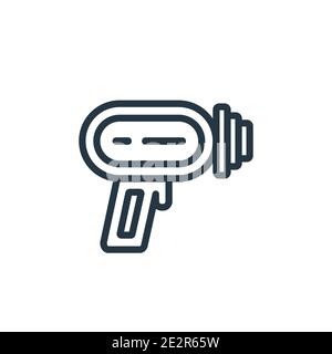 Space Gun Umriss Vektor-Symbol. Dünne Linie schwarzen Raum gun Symbol, flache Vektor einfache Element Illustration aus editierbaren Astronomie Konzept isoliert auf whi Stock Vektor