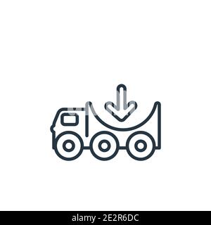 Fahrzeug mit Vektor-Symbol für Lastumrisse. Dünne Linie schwarz LKW mit Last-Symbol, flache Vektor einfache Element Illustration aus editierbaren Konstruktionskonzept Stock Vektor