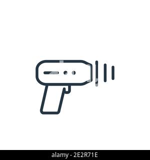 Laser Gun Umriss Vektor-Symbol. Dünne Linie schwarz Laserpistole Symbol, flache Vektor einfache Element Illustration aus editierbaren Astronomie Konzept isoliert auf whi Stock Vektor