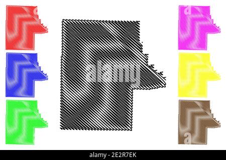 Shannon County, Missouri (US County, Vereinigte Staaten von Amerika, USA, USA, US) Karte Vektor Illustration, scribble Skizze Shannon Karte Stock Vektor