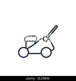 Vektorsymbol für die Kontur des Rasenmähers. Dünne Linie schwarz Rasenmäher Symbol, flache Vektor einfache Element Illustration von editierbaren Reinigungskonzept isoliert auf wh Stock Vektor