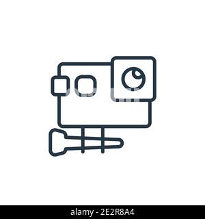 Vektorsymbol für den Umriss der Action-Kamera. Dünne Linie schwarz Action Kamera Symbol, flache Vektor einfache Element Illustration von editierbaren Computer-Konzept isoliert Stock Vektor