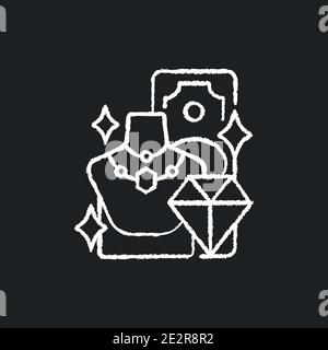 Produkt wertvolle Kreide weißes Symbol auf schwarzem Hintergrund Stock Vektor