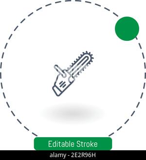 Kettensägen-Vektor-Symbol editierbare Konturumrisssymbole für Web und Mobil Stock Vektor