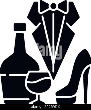 Bachelor Party schwarz Glyphe Symbol Stock Vektor