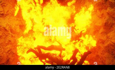 Höllentore. Höllenfeuer. Devil Portal. Sinner. Religiöses Konzept. 3d-Rendering. Stockfoto