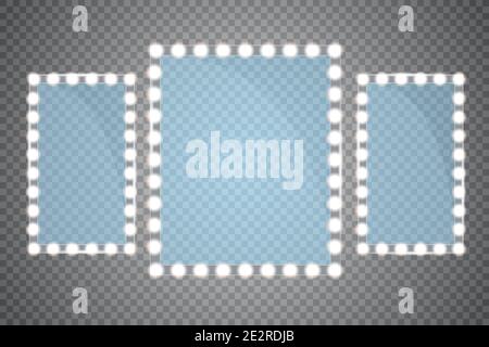 Make-up-Spiegel mit Beleuchtung isoliert. Vector Illustration Stock Vektor