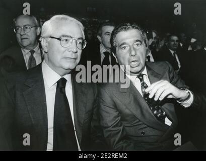 Der italienische Bankier Cesare Geronzi und der Industrielle Carlo De Benedetti, 2000er Jahre Stockfoto