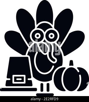 Schwarzes Glyphen-Symbol für Thanksgiving Stock Vektor