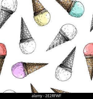 Nahtlose Muster mit Eis. Realistische Eis. Vector Illustration in Skizze Stil. Stock Vektor