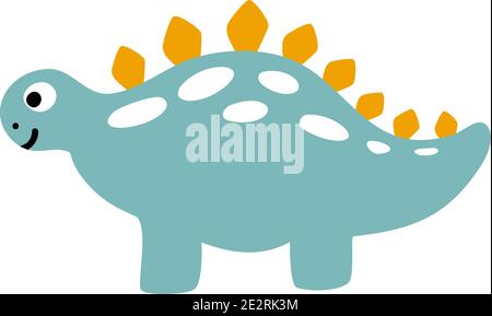 Kleiner niedlicher Dinosaurier. Vektor skandinavische Illustration für die Färbung Zeichnung Bild Cartoon. Kinder Dino Bild isoliert auf weiß. Baby Monster Reptil für Stock Vektor