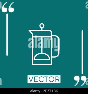 Glas Teekanne Vektor-Symbol Lineares Symbol. Bearbeitbare Konturlinie Stock Vektor