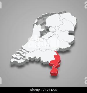 Provinz Limburg Lage innerhalb Niederlande 3d isometrische Karte Stock Vektor
