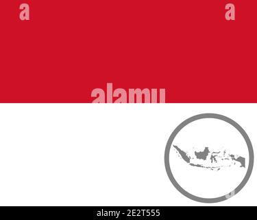 Flagge und Karte von Indonesien Stockfoto