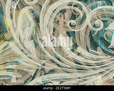 Abstrakte psychedelische Hintergrund Aquarell Stilisierung aus farbigen chaotischen Pinselstrichen in verschiedenen Größen und verschwommenen Flecken von Farbe Stockfoto