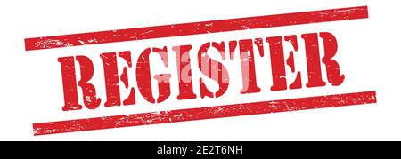 REGISTERTEXT auf rotem grungy vintage Gummi Stempel. Stockfoto