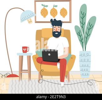 Flache Hand gezeichnete ferngesteuerte Arbeitsszenen Vektordarstellung. Stock Vektor