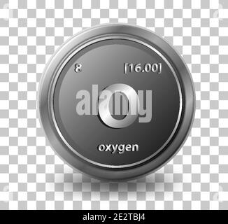 Chemisches Element Sauerstoff. Chemisches Symbol mit Ordnungszahl und atomarer Masse. Abbildung Stock Vektor