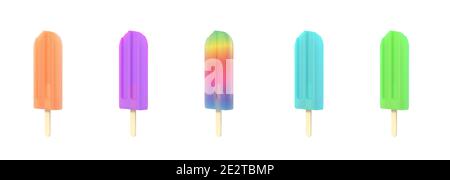Eiscreme mit Popsicle auf Stick-Set. Stockfoto