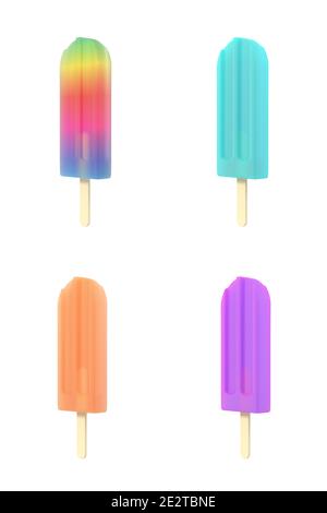 Eiscreme mit Popsicle auf Stick-Set. Stockfoto